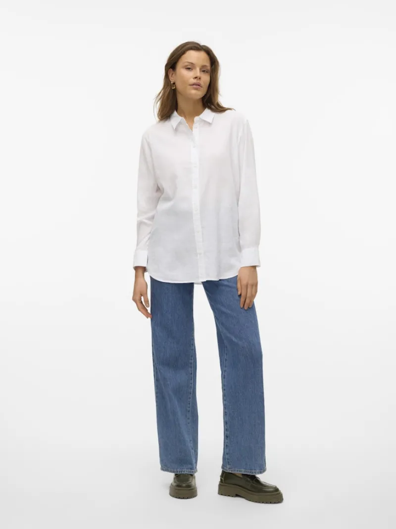 Vero Moda Blusen*VMLINN LS SHIRT WVN NOOS Snow White