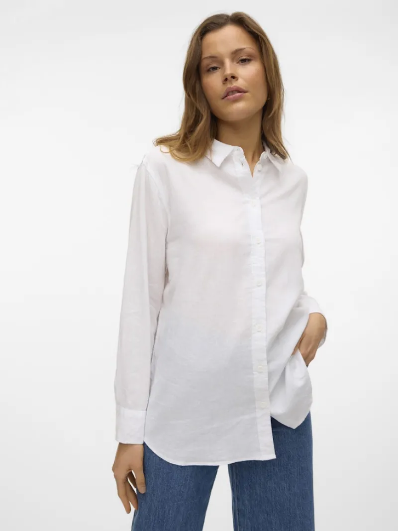 Vero Moda Blusen*VMLINN LS SHIRT WVN NOOS Snow White