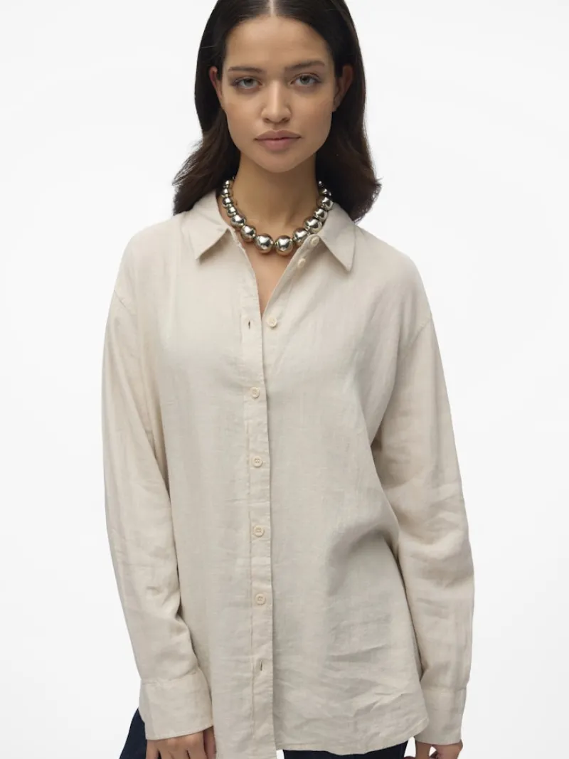 Vero Moda Blusen*VMLINN LS SHIRT WVN NOOS moonbeam