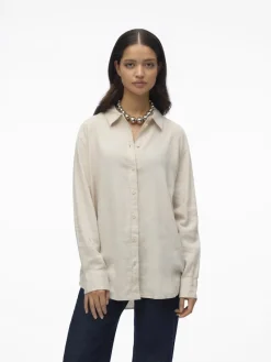Vero Moda Blusen*VMLINN LS SHIRT WVN NOOS moonbeam