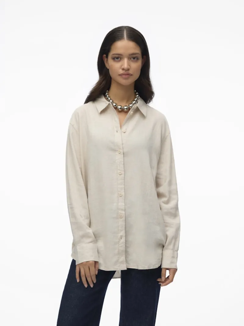 Vero Moda Blusen*VMLINN LS SHIRT WVN NOOS moonbeam