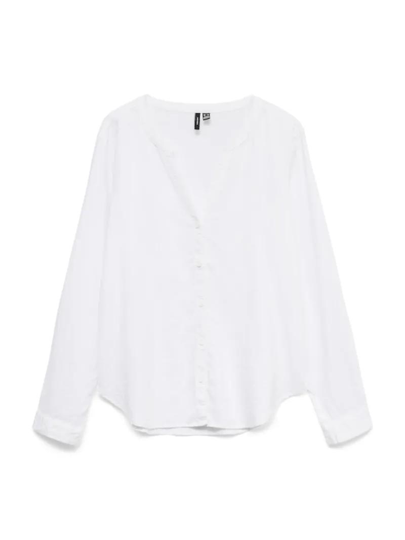 Vero Moda Blusen*VMLINN LS V-NECK SHIRT WVN NOOS Snow White