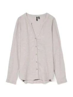 Vero Moda Blusen*VMLINN LS V-NECK SHIRT WVN NOOS moon rock