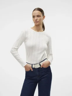 Vero Moda Shirts*VMLISA POINTELLE LS TOP JRS NOOS Snow White
