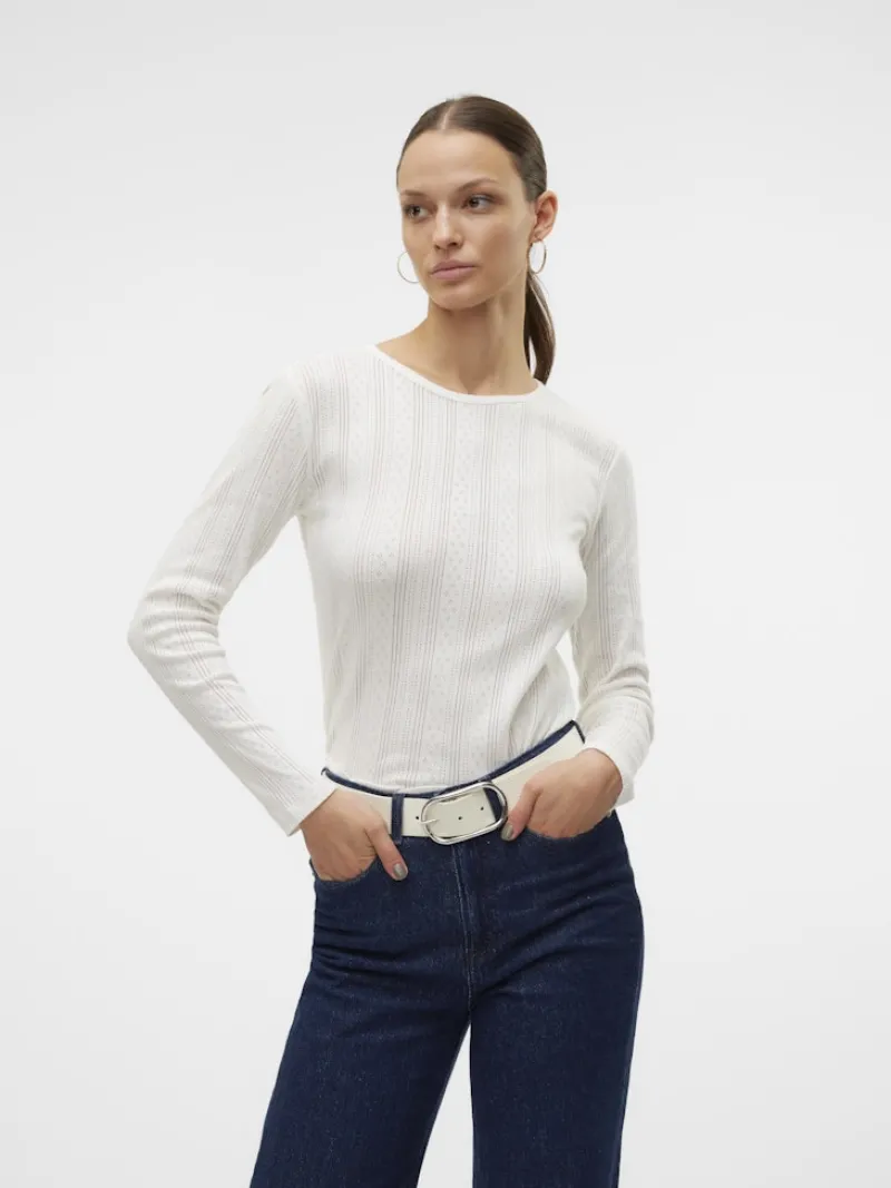 Vero Moda Shirts*VMLISA POINTELLE LS TOP JRS NOOS Snow White