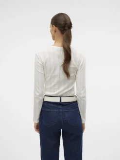 Vero Moda Shirts*VMLISA POINTELLE LS TOP JRS NOOS Snow White