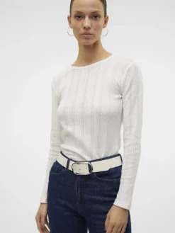 Vero Moda Shirts*VMLISA POINTELLE LS TOP JRS NOOS Snow White