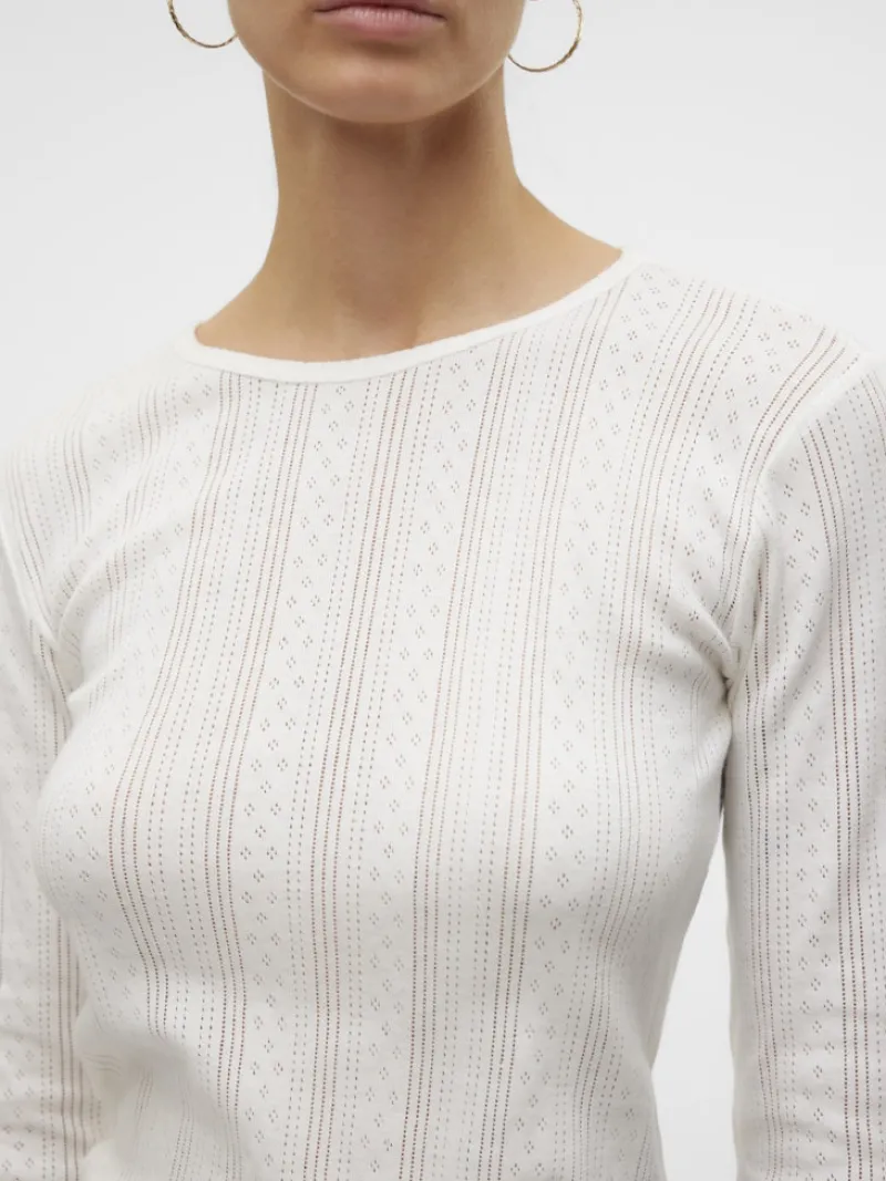 Vero Moda Shirts*VMLISA POINTELLE LS TOP JRS NOOS Snow White