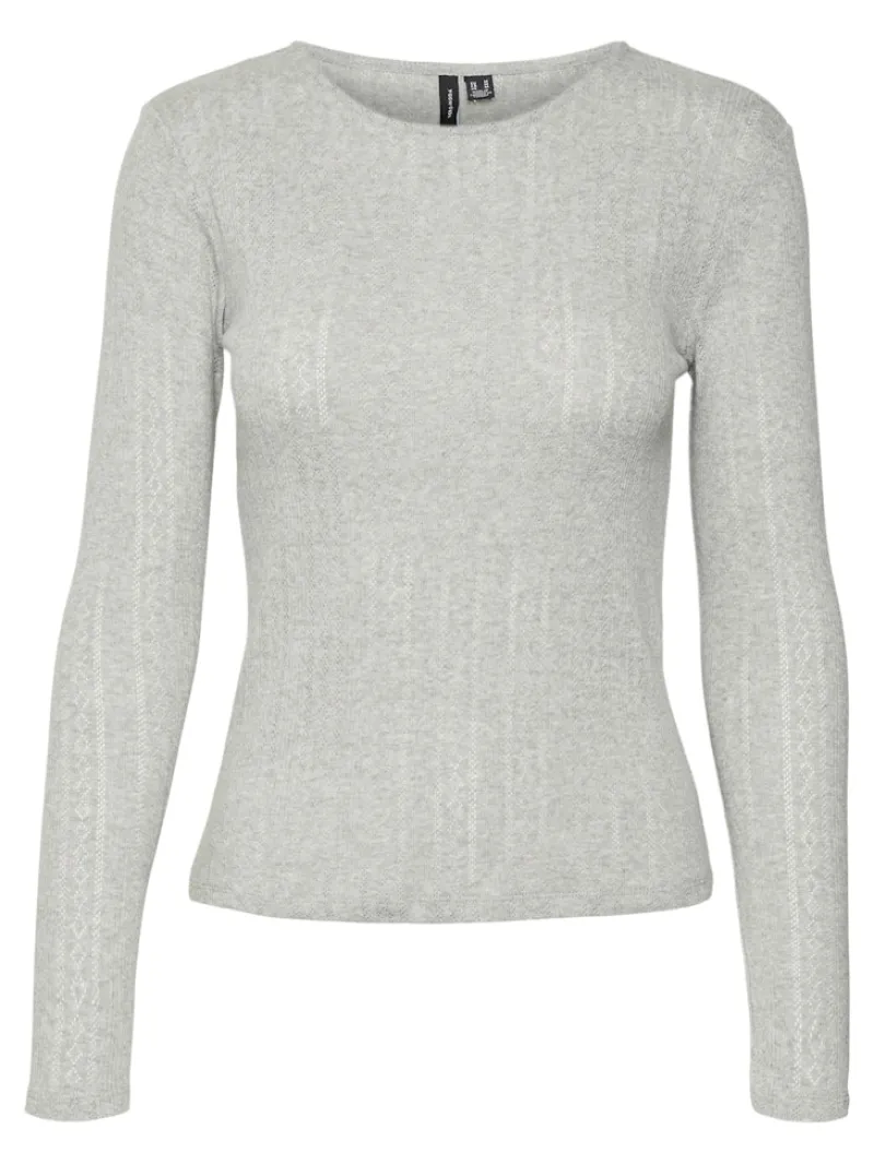 Vero Moda Shirts*VMLISA POINTELLE LS TOP JRS NOOS Light Grey Melange
