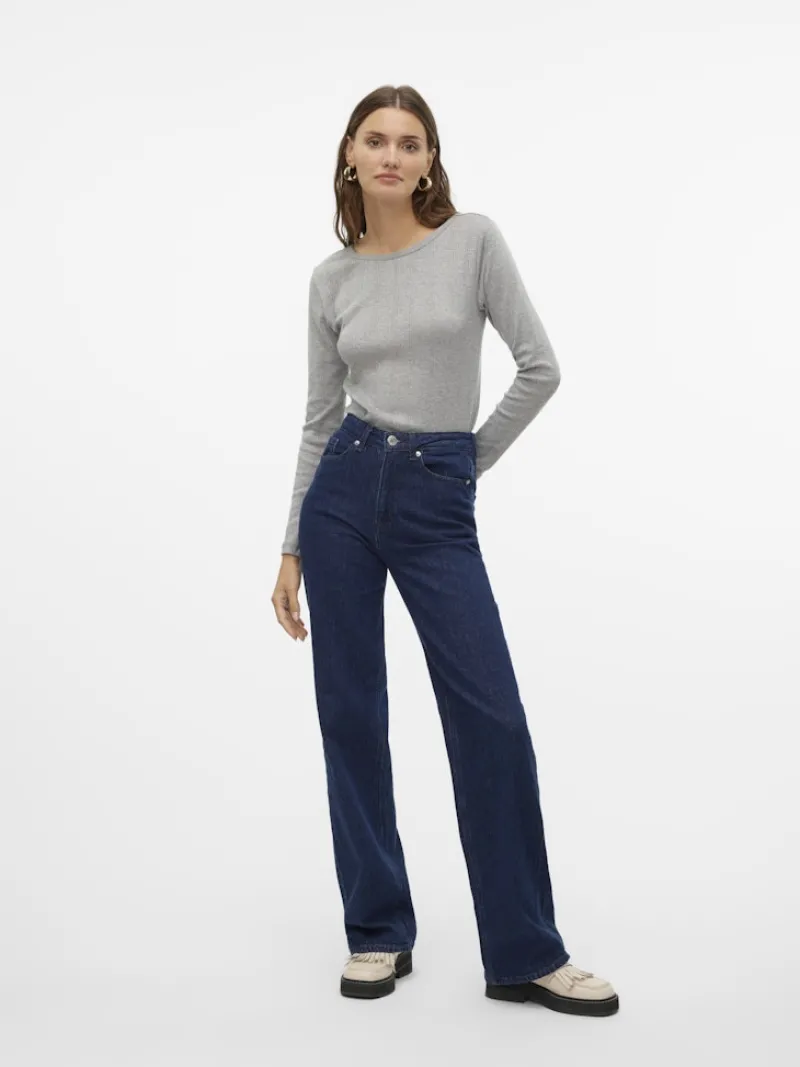 Vero Moda Shirts*VMLISA POINTELLE LS TOP JRS NOOS Light Grey Melange