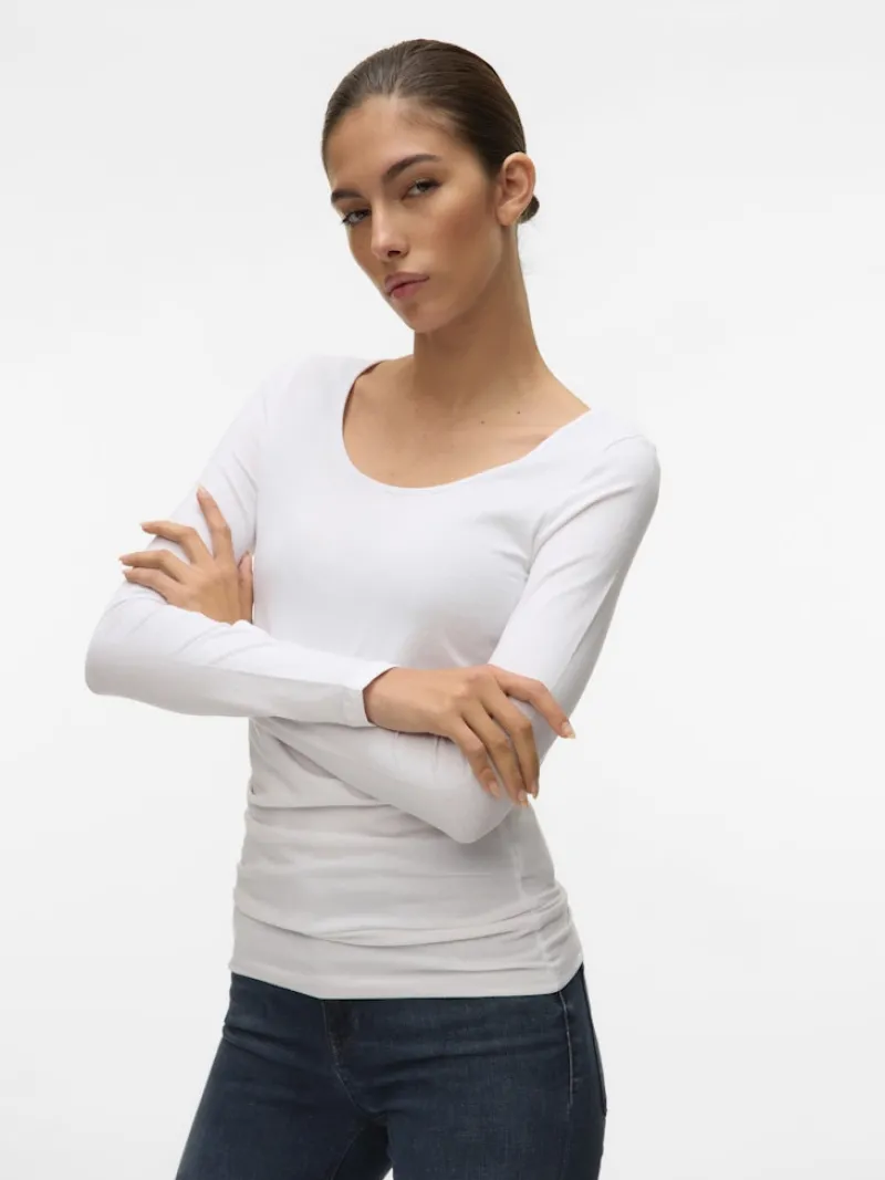 Vero Moda Shirts*VMMAXI MY LS SOFT LONG U-NECK NOOS Bright White