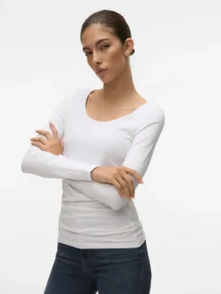 Vero Moda Shirts*VMMAXI MY LS SOFT LONG U-NECK NOOS Bright White