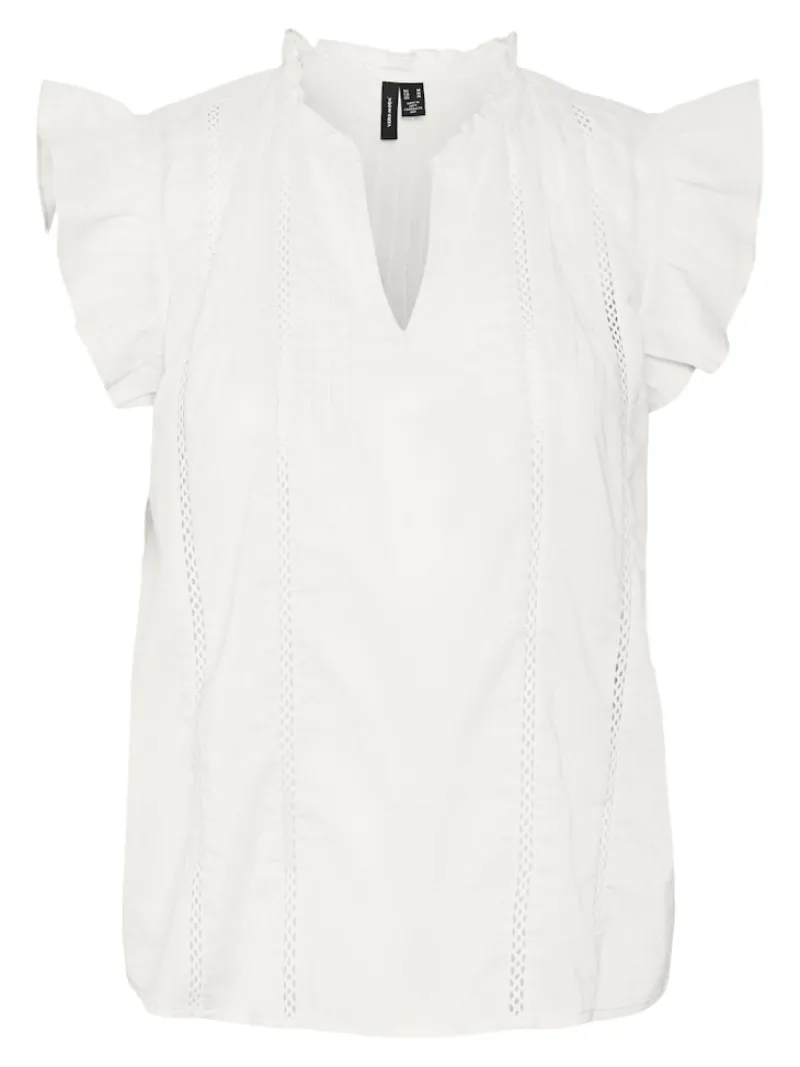 Vero Moda Blusen*VMMAY S/L LACE TOP WVN SB6 GA Snow White