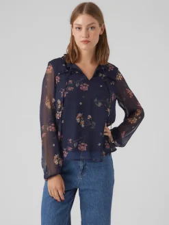 Vero Moda Blusen*VMMILLA LS TOP WVN GA NOOS Navy Blazer