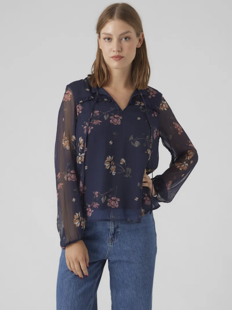 Vero Moda Blusen*VMMILLA LS TOP WVN GA NOOS Navy Blazer
