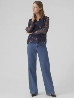 Vero Moda Blusen*VMMILLA LS TOP WVN GA NOOS Navy Blazer