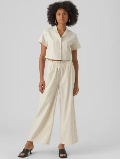 Vero Moda Hosen*VMMINASAIY HR WIDE PANT oatmeal
