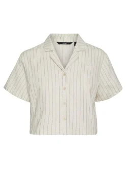 Vero Moda Blusen*VMMINASAJA SS CROPPED SHIRT oatmeal