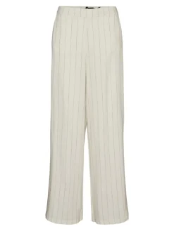 Vero Moda Hosen*VMMINDY MW WIDE PINSTRIPE LINEN PANT oatmeal
