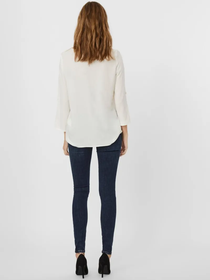 Vero Moda Blusen*VMNADS 3/4 FOLD-UP TOP GA COLOR Snow White