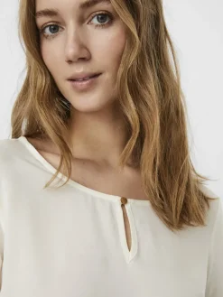 Vero Moda Blusen*VMNADS 3/4 FOLD-UP TOP GA COLOR Snow White