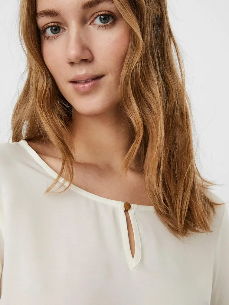 Vero Moda Blusen*VMNADS 3/4 FOLD-UP TOP GA COLOR Snow White