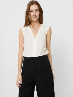 Vero Moda Blusen*VMNADS S/L LACE TOP GA COLOR Snow White