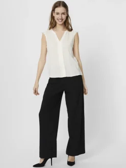 Vero Moda Blusen*VMNADS S/L LACE TOP GA COLOR Snow White