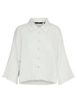 Vero Moda Blusen*VMNATALI 3/4 CROP SHIRT WVN Snow White