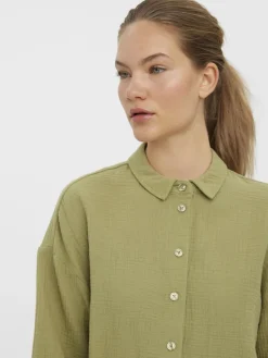 Vero Moda Blusen*VMNATALI 3/4 CROP SHIRT WVN sage