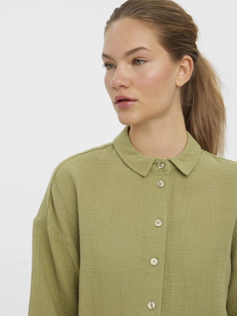 Vero Moda Blusen*VMNATALI 3/4 CROP SHIRT WVN sage