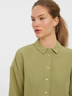 Vero Moda Blusen*VMNATALI 3/4 CROP SHIRT WVN sage