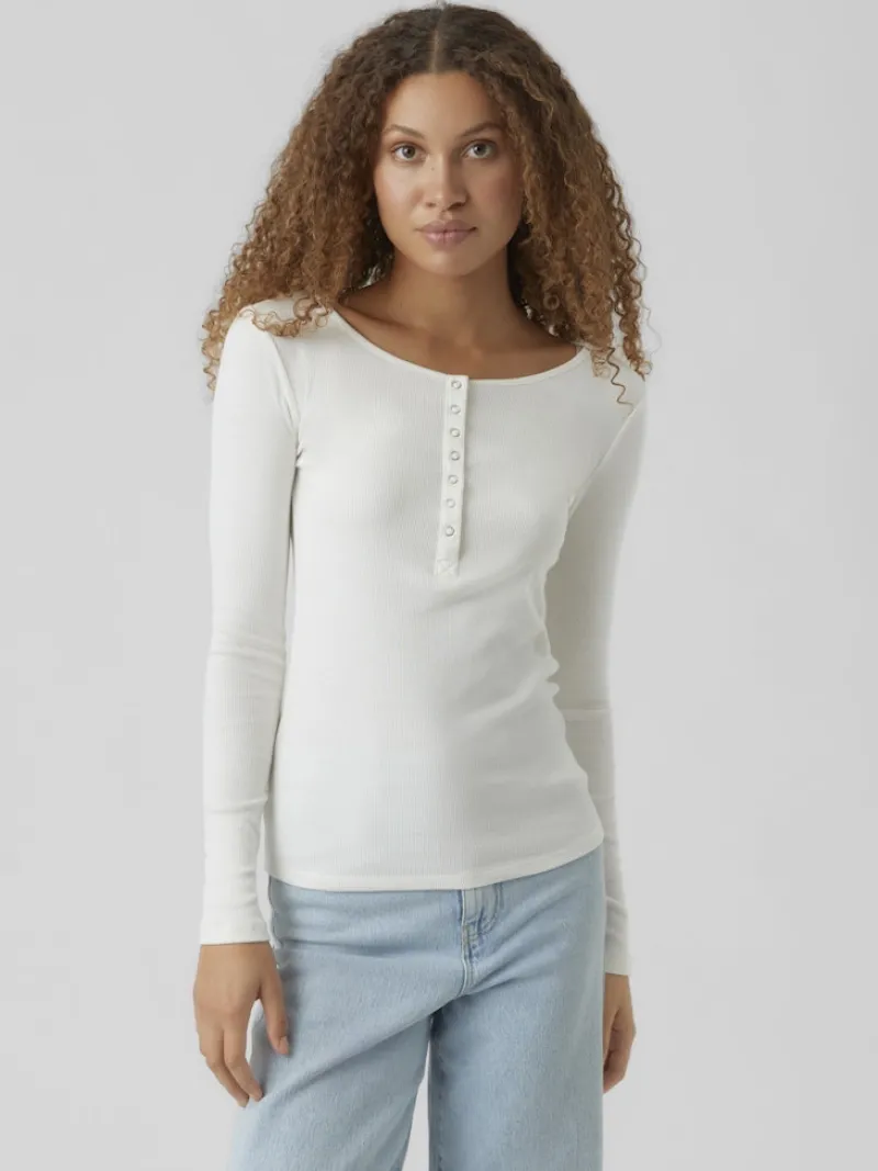 Vero Moda Shirts*VMNATASHA LS PLACKET TOP NOOS Snow White