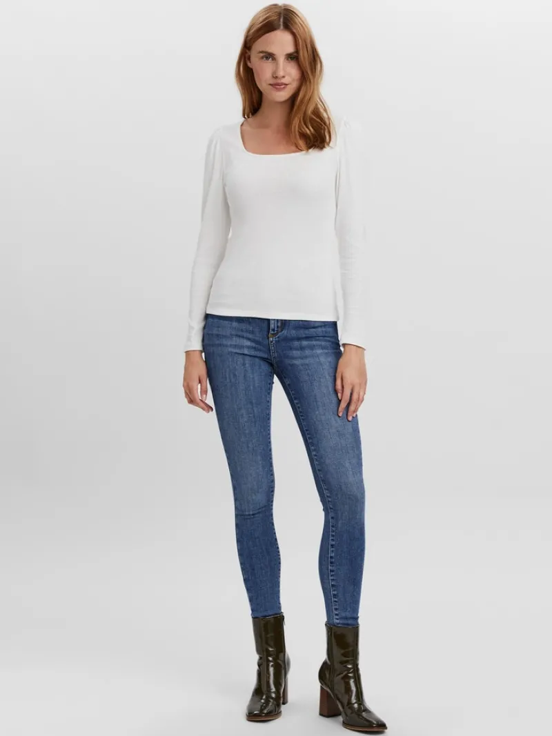 Vero Moda Shirts*VMNATASHA LS PUFF SQUARE NECK TOP NOOS Bright White