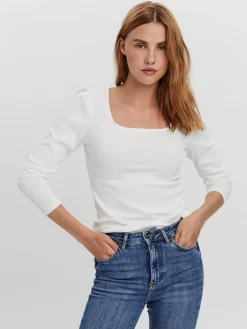 Vero Moda Shirts*VMNATASHA LS PUFF SQUARE NECK TOP NOOS Bright White