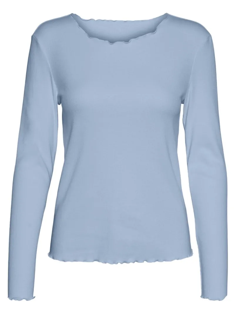 Vero Moda Shirts*VMNEWAVA L/S O-NECK BABY LOCK TOP EXP Cashmere Blue