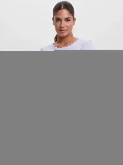 Vero Moda Shirts*VMNEWAVA L/S O-NECK BABY LOCK TOP EXP Cashmere Blue