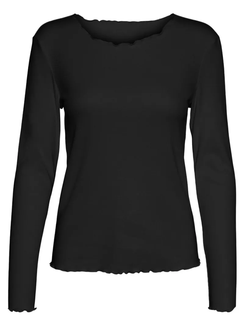 Vero Moda Shirts*VMNEWAVA L/S O-NECK BABY LOCK TOP EXP Black