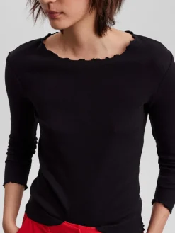 Vero Moda Shirts*VMNEWAVA L/S O-NECK BABY LOCK TOP EXP Black
