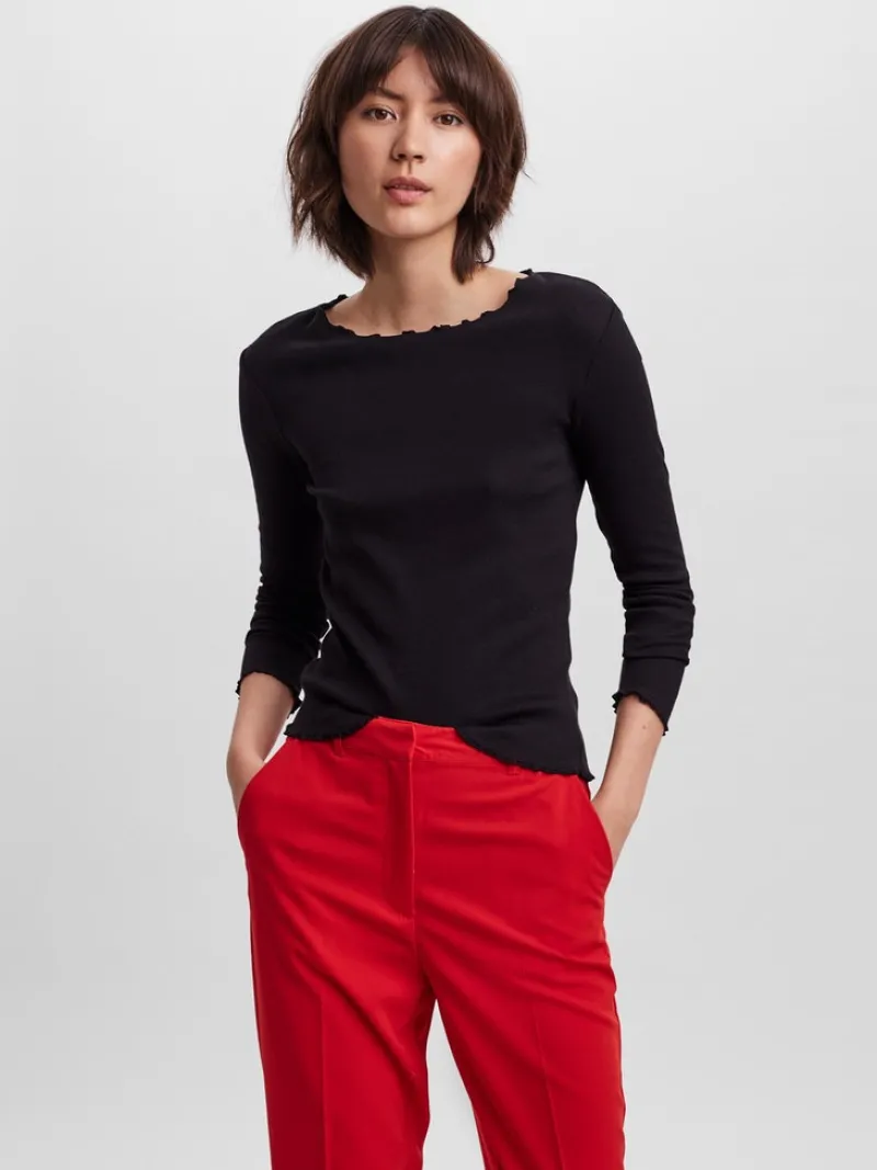 Vero Moda Shirts*VMNEWAVA L/S O-NECK BABY LOCK TOP EXP Black