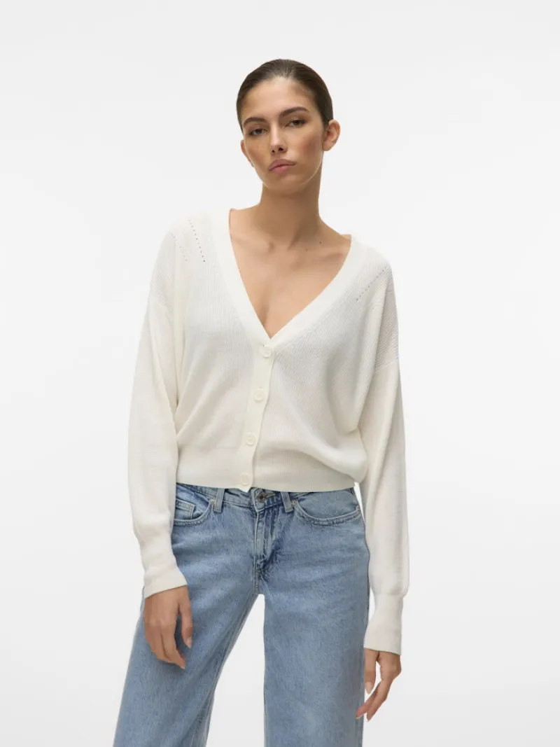 Vero Moda Pullover & Sweatshirts*VMNEWLEXSUN LS SHORT V-NECK CAR GA NOOS Snow White