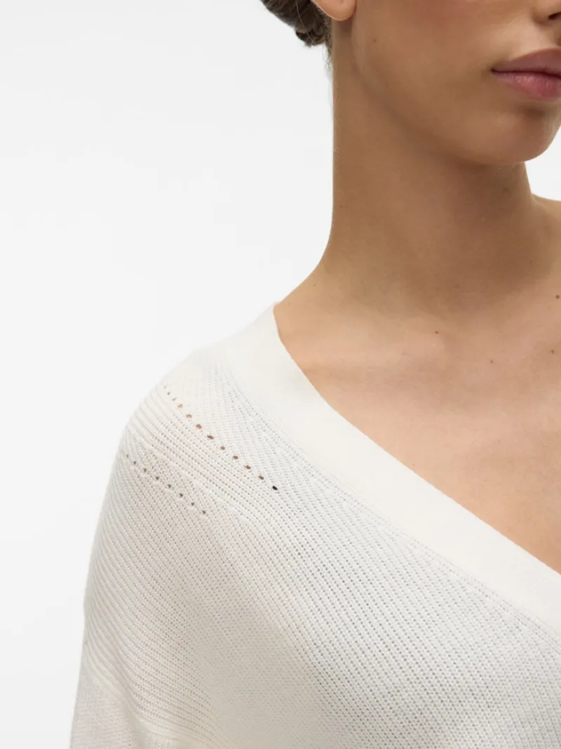 Vero Moda Pullover & Sweatshirts*VMNEWLEXSUN LS SHORT V-NECK CAR GA NOOS Snow White