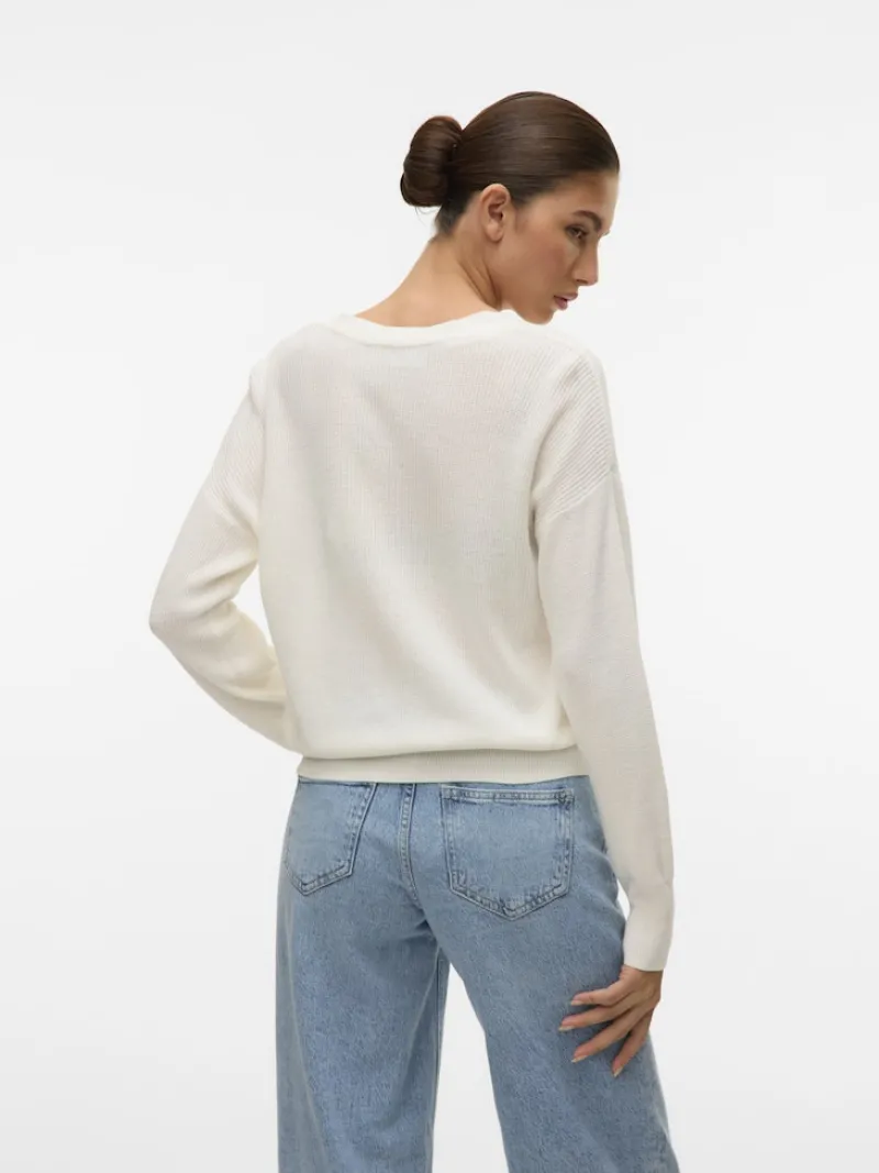 Vero Moda Pullover & Sweatshirts*VMNEWLEXSUN LS SHORT V-NECK CAR GA NOOS Snow White