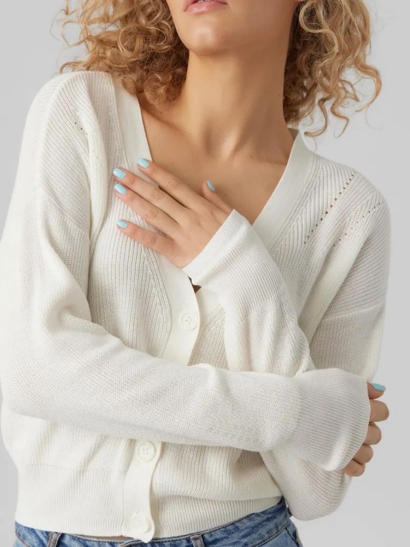 Vero Moda Pullover & Sweatshirts*VMNEWLEXSUN LS SHORT V-NECK CAR GA NOOS Snow White