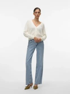 Vero Moda Pullover & Sweatshirts*VMNEWLEXSUN LS SHORT V-NECK CAR GA NOOS Snow White