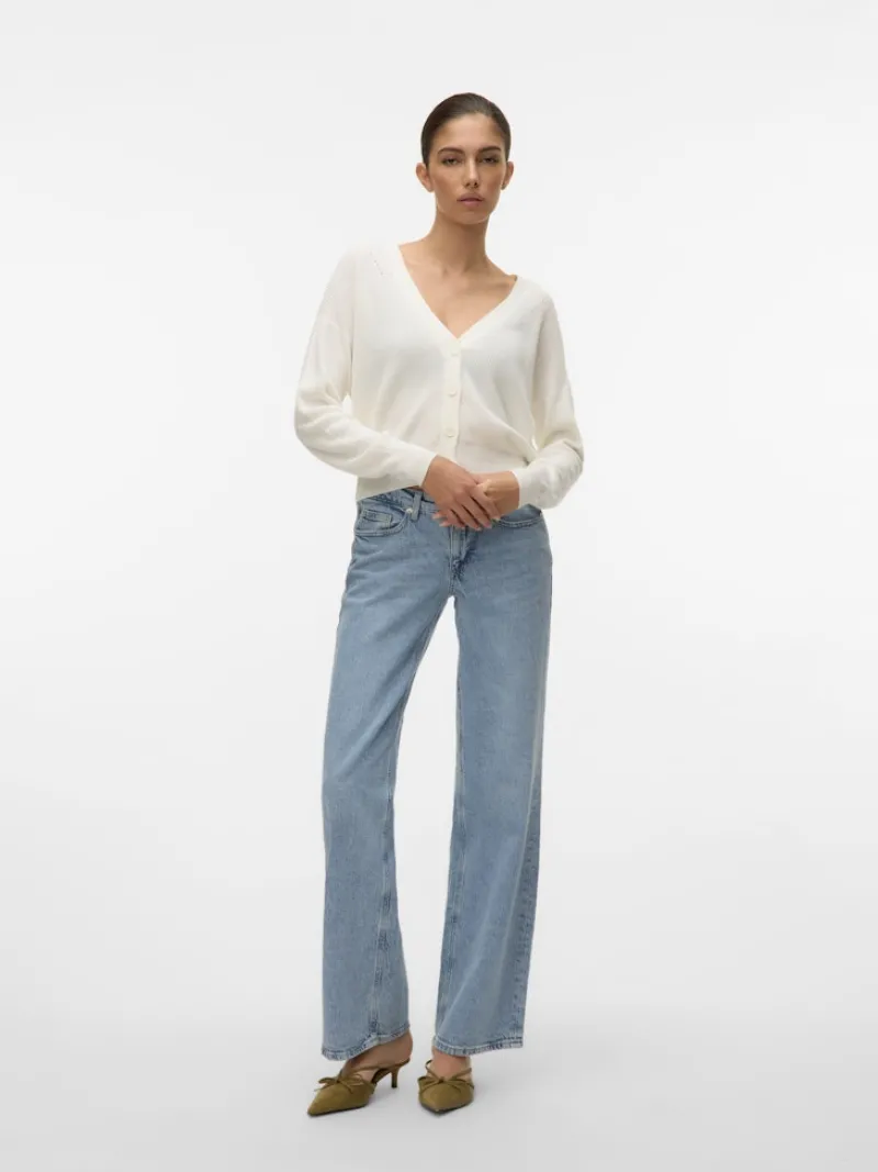 Vero Moda Pullover & Sweatshirts*VMNEWLEXSUN LS SHORT V-NECK CAR GA NOOS Snow White