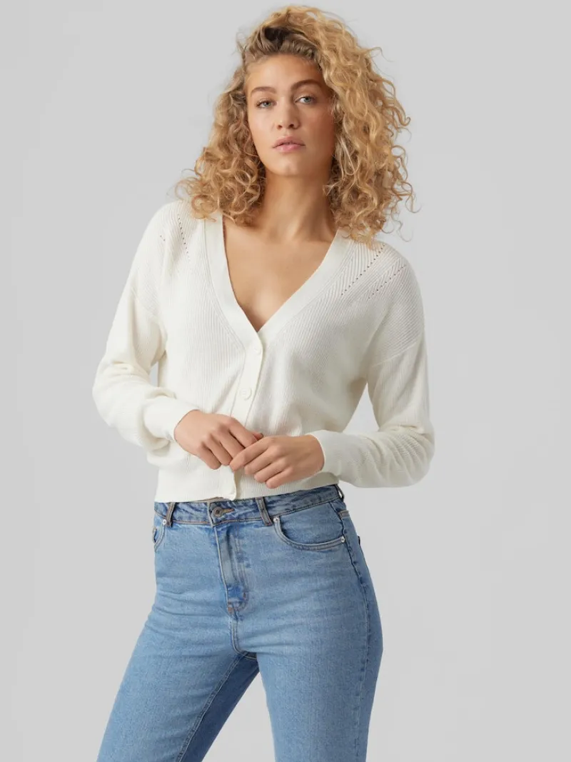 Vero Moda Pullover & Sweatshirts*VMNEWLEXSUN LS SHORT V-NECK CAR GA NOOS Snow White