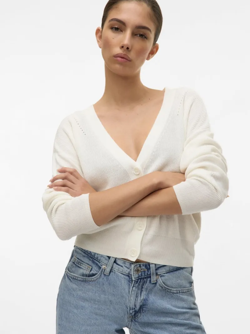 Vero Moda Pullover & Sweatshirts*VMNEWLEXSUN LS SHORT V-NECK CAR GA NOOS Snow White