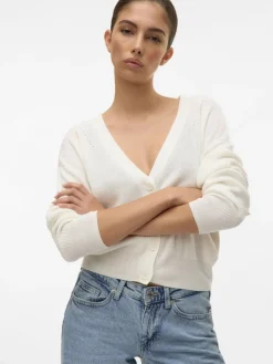 Vero Moda Pullover & Sweatshirts*VMNEWLEXSUN LS SHORT V-NECK CAR GA NOOS Snow White