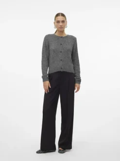 Vero Moda Pullover & Sweatshirts*VMNOVAH LS O-NECK BUTTON CARDI GA NOOS Medium Grey Melange